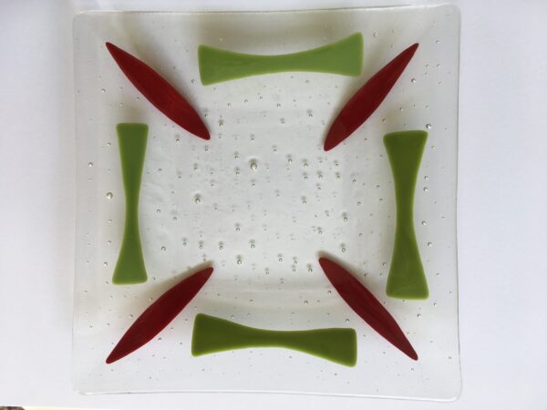 Glass plate coloured glass, wedding gift, art deco style, glass art Australia, art glass, artisan, home decor, handmade, Australia