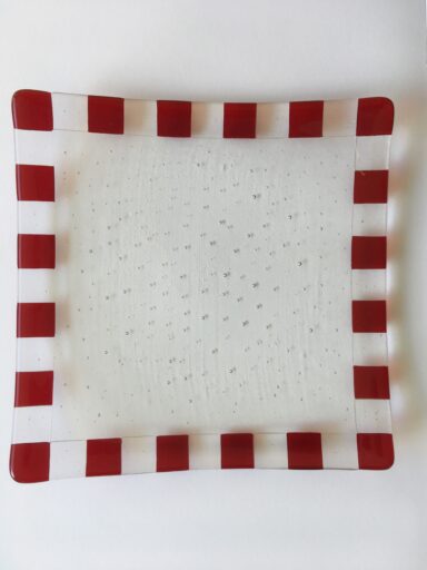 Glass plate coloured glass, wedding gift, art deco style, glass art Australia, art glass, artisan, home decor, handmade, Australia