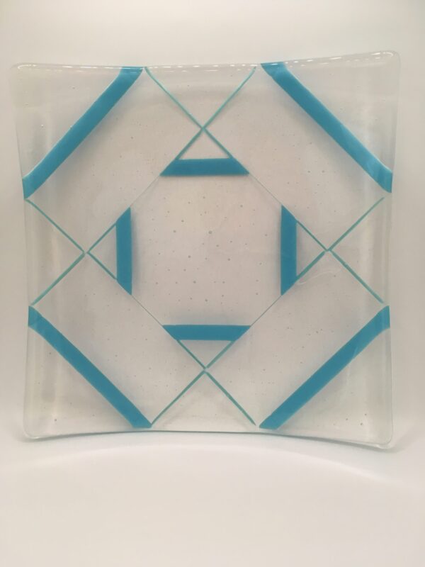 Glass plate coloured glass, wedding gift, art deco style, glass art Australia, art glass, artisan, home decor, handmade, Australia