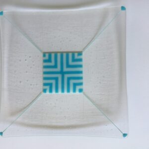 Glass plate coloured glass, wedding gift, art deco style, glass art Australia, art glass, artisan, home decor, handmade, Australia