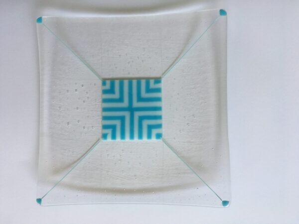 Glass plate coloured glass, wedding gift, art deco style, glass art Australia, art glass, artisan, home decor, handmade, Australia