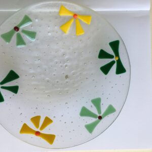 Glass plate coloured glass, wedding gift, art deco style, glass art Australia, art glass, artisan, home decor, handmade, Australia