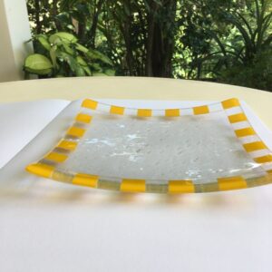 Glass plate coloured glass, wedding gift, art deco style, glass art Australia, art glass, artisan, home decor, handmade, Australia