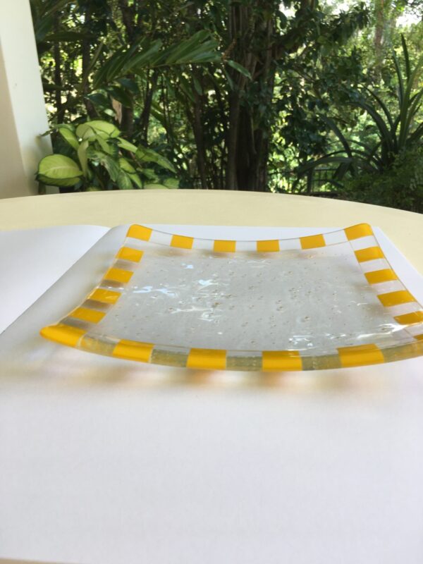 Glass plate coloured glass, wedding gift, art deco style, glass art Australia, art glass, artisan, home decor, handmade, Australia