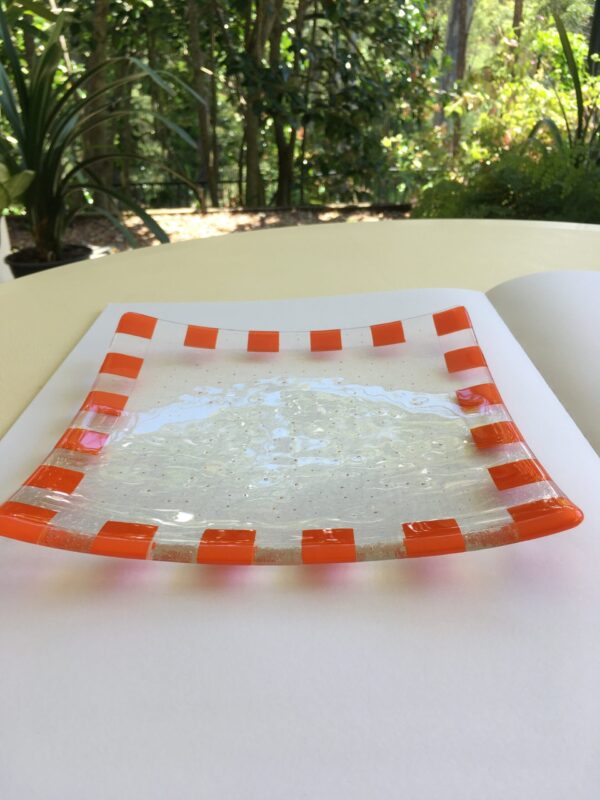 Glass plate coloured glass, wedding gift, art deco style, glass art Australia, art glass, artisan, home decor, handmade, Australia